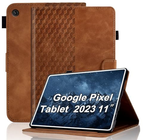 Vkooer Case for Google Pixel Tablet Protective Case 2023, Premium Leather Folio Smart Case with Stand Pen Holder Card Slot for Google Pixel Tablet 11 Inch 2023 Release, Brown