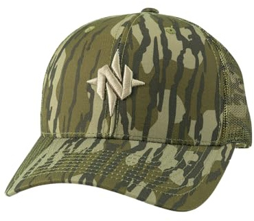 Nomad Men's Trucker Hat, Camo & Solid Adjustable Hunting Ball Cap, Assault - Mossy Oak Bottomland