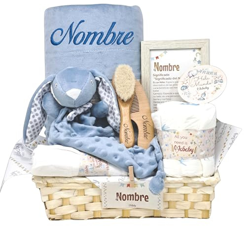 Mababyshop Cesta Bebé Recién Nacido Niño Soft And Happy Personalizada