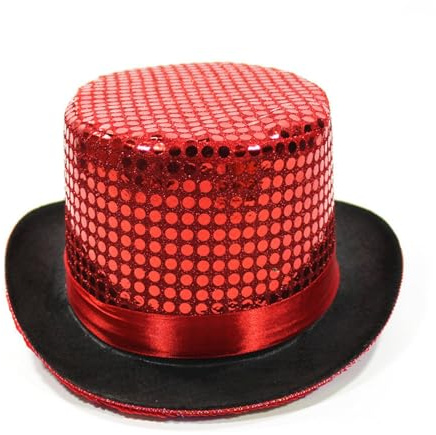 Generisch Hut Pailletten Pink Faschingshut Damen Disco Outfit Karneval Fasching Glitzerhut Zylinder Disco Pailetten Pailletten Hut Glitzer Kappe Karneval Party