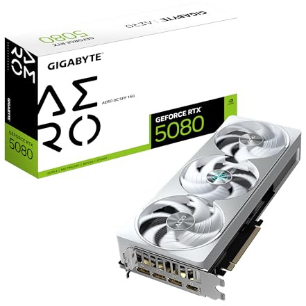 Gigabyte GeForce RTX 5080 AERO OC SFF 16G Grafikkarte - 16 GB GDDR7, 256 Bit, PCI-E 5.0, 2730MHz Core Clock, 3 x DisplayPort, 1 x HDMI, GV-N5080AERO OC-16GD
