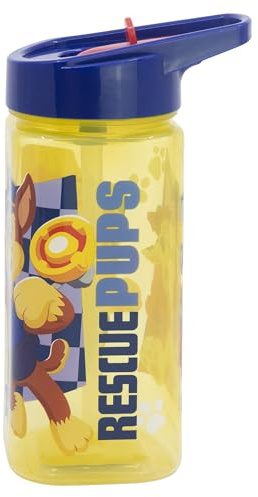 Fyrkantig, återanvändbar vattenflaska med inbyggt sugrör, 510 ml Paw Patrol
