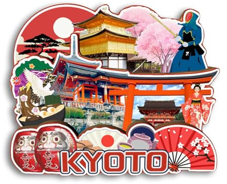 Quwsne Magnete da frigorifero Kyoto Giappone magnete da frigorifero souvenir di viaggio città regali turistici 3D classici punti di riferimento artigianali fatti a mano decorazione della casa -3232