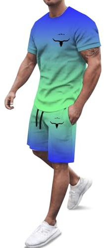 Tuta Estiva Uomo Leggeri Due Pezzi Set da Vacanza Maniche Corte Completo Oversized Manica Corta Sportivo Completino Palestra Ginnastica Estivi Fitness Traspirante