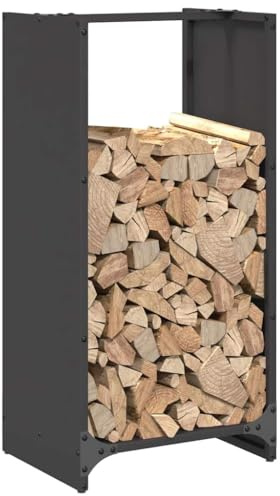 Tomostar Range Bûche Vertical, Range Bois Étagère à Bûches Support pour Bois de Cheminée Portant de bois chauffage noir 40x30x80 cm