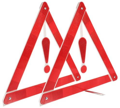TOKIDNY 2 Pezzi Kit Triangolo Segnaletico Auto Omologato Cavalletto Resistente al Vento per Sicurezza Stradale e Emergenze Adatto per Lavori Stradali e Veicoli di Manutenzione