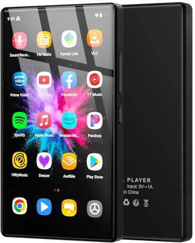 Lecteur MP3 160 Go avec Bluetooth et WiFi, Lecteur MP3 5 avec système d'exploitation Android 13, Lecteur MP4 HD 1080P, Lecteur de Musique préchargé avec Spotify, Audible et Play Store