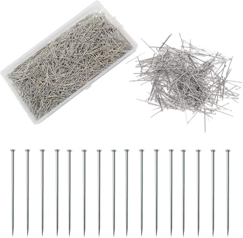 Stecknadeln Ohne Kopf,2000 stück 26 X 0,6mm Edelstahl Pinnadeln in Box,Stahl Stecknadel mit Kasten Schneiderin Pin,Pins Edelstahl Stecknadel Satin Pin Kopfnadeln für Schmuck Herstellung Nähen Handwerk