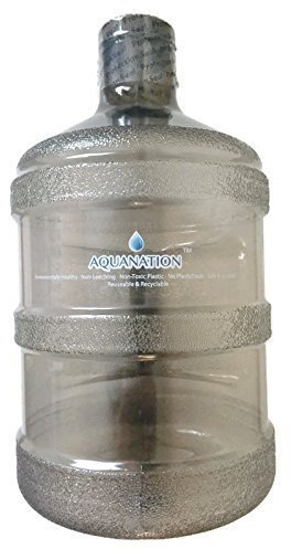 AquaNation 1 Gallon BPA FREE Reusable FDA Grade Chemical Free Plastic Drinking Water Big Mouth Bottle Jug Container with Holder Drinking Canteen (Black)