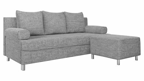 Mirjan24 Schlafsofa Dover, Sofa mit Bettkasten und Schlaffunktion, Bettsofa, Farbauswahl, Schlafcouch mit Chromfüße, Couch, Couchgarnitur (Schlafsofa mit Polsterhocker, Lawa 05)