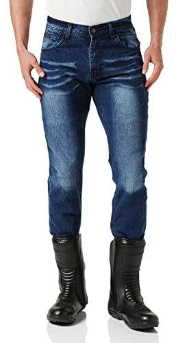 Bikers Gear Australia Kevlar Lined – Pantalones vaqueros para motorista CE protección, Azul (Stone Wash Denim), tamaño 32R