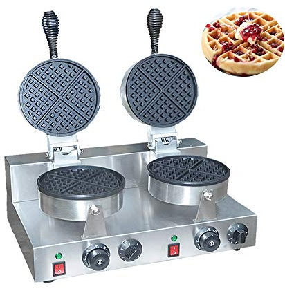Hanchen Round Waffle Maker Baker 2pcs Commercial Belgian Waffle Iron Machine FY-2 with Temperature&Timing control CE 220V