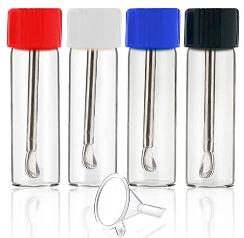 iSnuff Small Glass Bottles with Snuff Spoon Set Premium Glass Vial with Mini Funnel - Deluxe Storage Travel Dispenser Kit