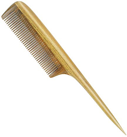 Onedor Handmade 100% Natural Green Sandalwood Hair Combs - Anti-Static Sandalwood Scent Natural Hair Detangler Wooden Comb (Fine Tooth Tail Comb)