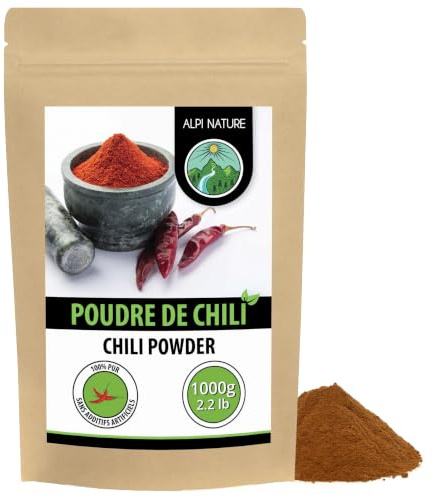 Chilipulver (1 kg), chilipulver, chilipepparmalda 100% naturliga och utan tillsatser, chilimalda, chilikrydda