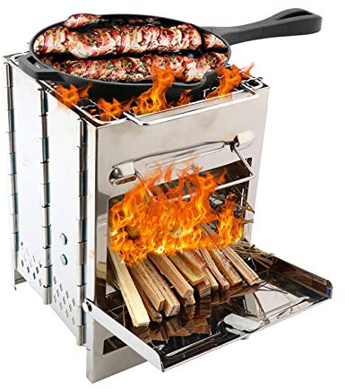 Kavolet Picknickgrill, Holzkohlegrill, Klappgrill, Camping-Klappofen mit BBQ-Grill-Aufbewahrungstasche, Faltbarer Grillofen für Outdoor, Garten, Reisen, Wandern, Camping, Picknick, Grillen
