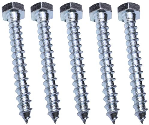 AERZETIX - C57575 - Juego de 5 - Tornillos para madera - tirafondo - cabeza hexagonal - 6 lados - M8x60mm - acero galvanizado - DIN571 - metal - bricolaje