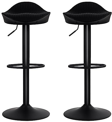 YOUNUOKE Barhocker 2er Set Barstühle Kunstleder Geflochtener Sattelsitz Design Barstuhl Höhenverstellbar 360° Drehbar Tresenhocker Schwarz