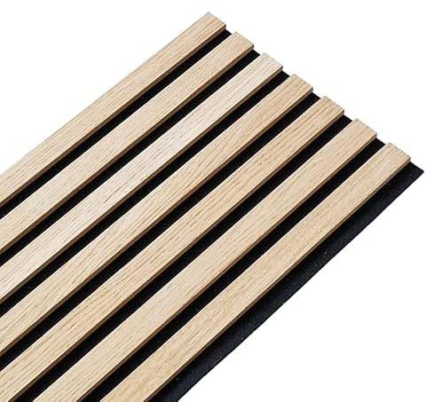 Panneau tasseaux bois 250 x 30 x 1cm - Lamelles chêne clair véritable fond noir - 0,75m²