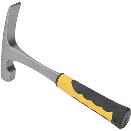 Martillo Geológico con Punta Puntiaguda, Juego de Cinceles de Excavación con Agarre de Reducción de Impacto, Martillo de Roca de Acero de Alto Carbono para Caza, Minería de Oro, (cabeza plana)