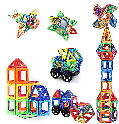 HIQE-FL 56 Teile Magnetische Bausteine,Magnetspielzeug,Magnet Spielzeug Magnetspiele Für Kinder Geschenk,Magneten Kinder Magnetbausteine,Magnetische Bausteine Magnet Spielzeug
