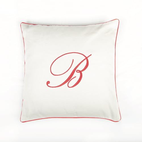 Cuscini Personalizzabili con Nome o Iniziale in Puro Cotone 100 % Made in Italy - Cuscino Personalizzato Quadrato o Rettangolare per Divano - Look Unico per Tuoi Ambienti (40 x 40 cm, Rosso)