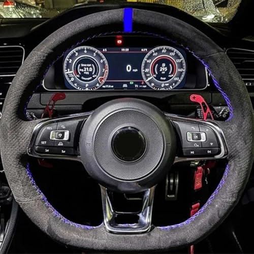 Rattöverdrag Skräddarsydd Bilrattkåpa Handsömnad Fläta För VW För Golf 7 För GTI För Golf MK7 För Polo För Scirocco 2015 2016 Rattskydd Tillbehör (Färg : Style 7)