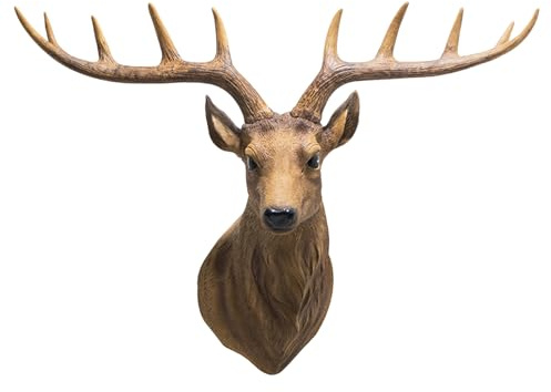 Rådjurshuvud konst väggdekor skulptur, 3D Väggmonterad Art Deer Head Staty, Galleri Resin Stag Head Ornament, Lucky Deer för Vardagsrum Matsal Kontorshotell,Type a