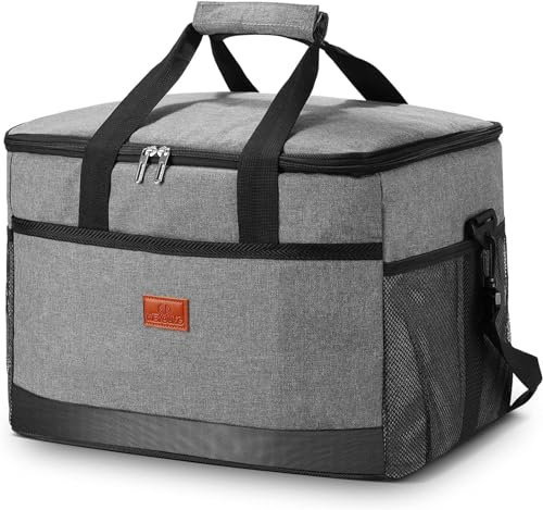 LVEDEORY 35L Kühltasche Picknicktasche Lunchtasche kühlbox，Geeignet für Picknicks, Grillabende, Strände, Camping, Outdoor-Aktivitäten (Grau)