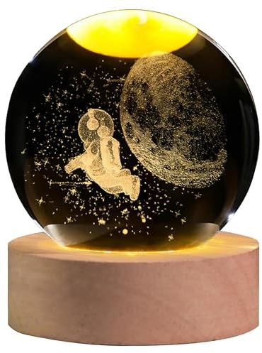 Bola de cristal de astronauta grabada con láser 3D, decoración de galaxia espacial, lámpara de esfera de cristal, luz nocturna, regalos de astronomía del universo para mujeres, hombres, madres y niños