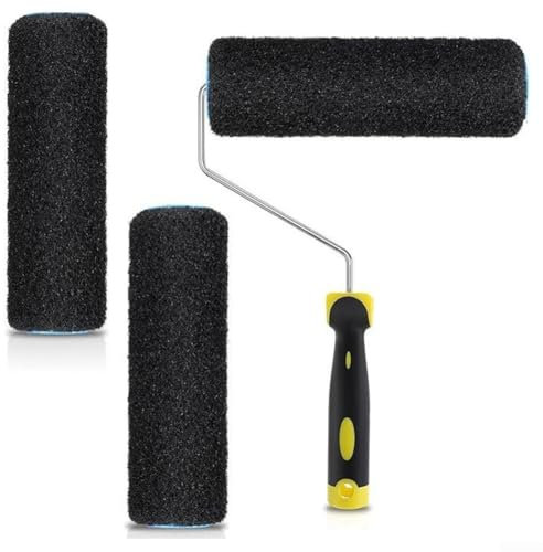 Sandyseptember Kit profesional de rodillos para paneles de yeso de 9 pulgadas, 3 pinceles de textura y marco para pintar paredes y techos sin costuras