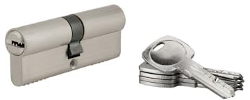 Cylindre de Serrure, Double Entrée, 5G Dynamic, 40x40 mm, Nickelé, Anti-Arrachement, Anti-Perçage, 5 Clés, Mécanisme à 5 Goupilles, Utilisation en Extérieur, SERRURERIE DE PICARDIE