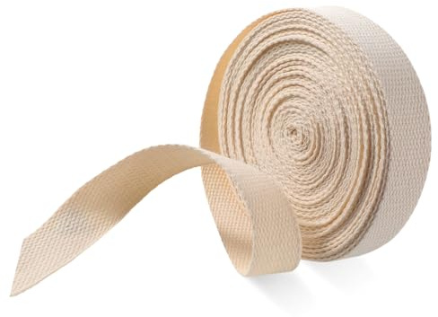 10 m rulle med 25 mm band av tung bomull beige bomullsbälte brett fickrem rem bomull