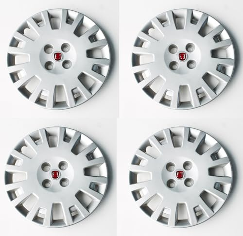 SET 4 COPRICERCHI COPPA RUOTA COPRIRUOTA BORCHIE CERCHIO Diametro 15 con adesivi FIAT Specifiche per Fiorino e Qubo prodotti dal 2007 in poi - 744/15-21211
