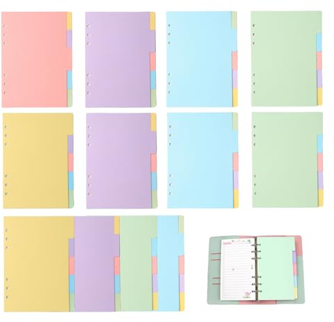 60 fogli di divisori A5 con 6 fori, indice a 5 colori per raccoglitori ad anelli e cartelle - divisori per indice, divisori per pagine per agende, diari e quaderni, set di carta di ricambio