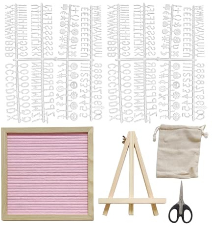 Tablero de letras con soporte - Tablero de letras intercambiable, marco de madera Cartelera de anuncios de fieltro de 9,84 x 9,84 pulgadas | Perfecto para cumpleaños, Navidad, bodas, cafetería