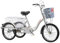 JHKGY Dreirad Für Erwachsene,Single Speed Hybrid Cargo Cruiser Trike Fahrrad,Tragbares Dreirad 20Räder,Senioren Shopping Cargo Trike,Mit Einkaufskorb,Silber