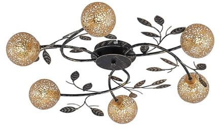 Lucande Taklampa 'Evory' (orientalisk/marockansk) i Guld av metaller för vardagsrum matsal (6 lamor, G9) - florentisk stil, lampa