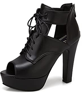 Kvinnors mode peep toe block häl dragkedja högklackad med 11,5 cm vattenplattform enkel promenad, casual pumps för kvinnor stor storlek z33-4s, svart, 39 EU