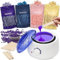 wachs haarentfernung, wachswärmer, wax warmer set, waxing maschine, wachserhitzer, 4 * 100g Wachsperlen, 30 Holzspateln wachswärmer set für Augenbraue Gesicht Achsel Bikini Bein zu Hause