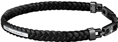 Maserati Jewels Herren Armband aus Stahl,recyceltes Leder,IP SCHWARZ - JM222AVE02