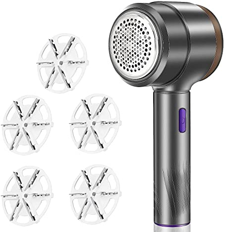 Fabric Shaver and Electric Lint Remove, Sweater Defuzzer with 5 Stainless Steel Blades for Remove Clothes Fuzz, Lint Balls, Pills, Bobbles