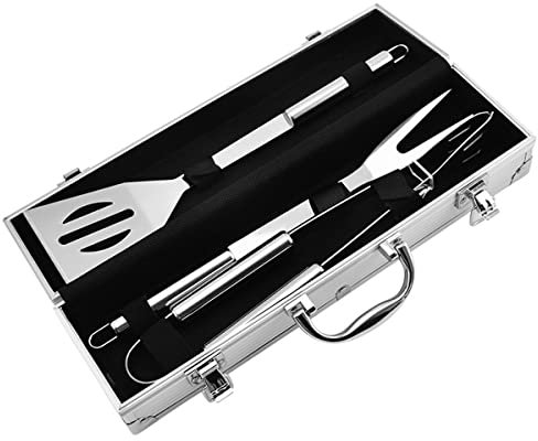 Accessori per barbecue, utensili per barbecue, in acciaio inox, 3 pezzi, con spatola, forchetta, tong