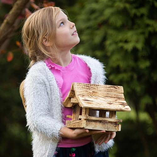 BROWIN® Vogelfutterhaus zum Aufhängen 751205 | Wetterfestes Futterhaus für Vögel | Vogelhaus aus geflammtem Holz zur ganzjährigen Wildvögel Fütterung | Nachhaltiges Design für Vogelbeobachter