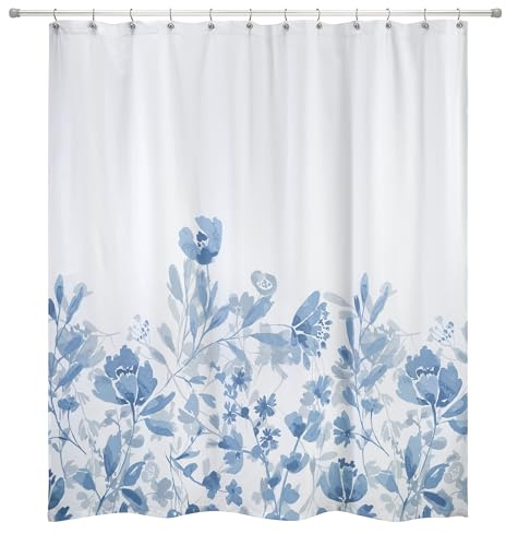 Izod - Shower Curtain, Twill Fabric Curtain, Floral Bathroom Decor, Dorm Room Essentials (Mystic Blue, 72)