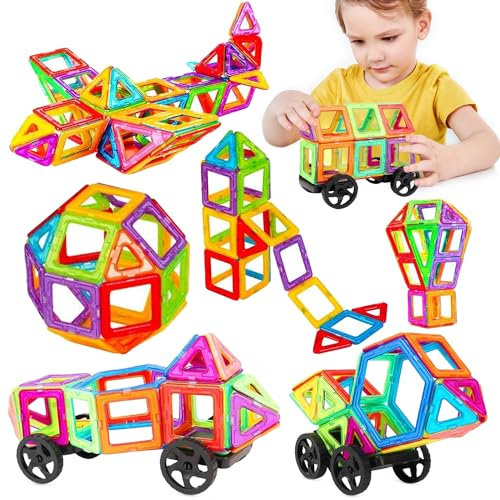 Magnetische Bausteine, Magnet Spielzeug, Magnetspielzeug Magnete Kinder, Magnetbausteine, Magnetspiele für Kinder, Magnetspielzeug, Magnetspiele für Geschenk ab 3 4 5 6 7 8 Jahre Junge Mädchen