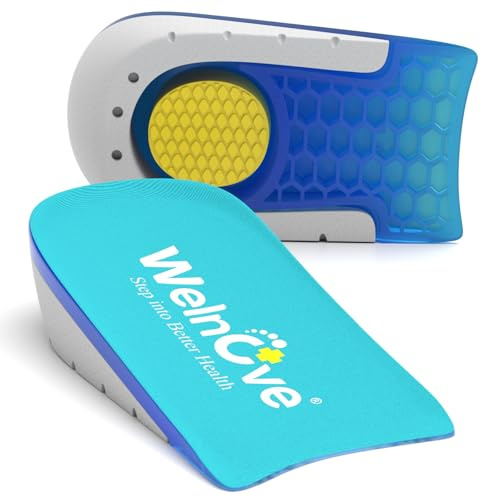 Almohadilla de talón para aliviar el dolor, Welnove Plantilla para Tendinitis de talón, Fascitis plantar, Mujeres 40-43, Hombres 39-42,5, 0,6 pulgadas de altura, 1 doble