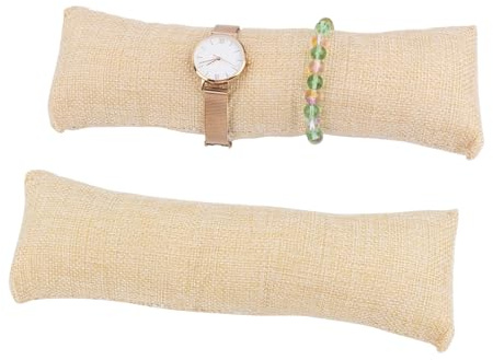 ANNASAMDO Lot de 2 coussins longs pour montres, en lin, pour montres, présentoirs, bijoux, présentoirs, organisateurs