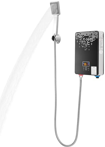 HOARLICN Elektrischer Wassererhitzer, 6500W Mini Durchlauferhitzer 230V mit Led-Tastbildschirm und Kalt- Und Warmwasseranschlüsse 30-55°C für Wohnungen, Schulen, Krankenhäusern