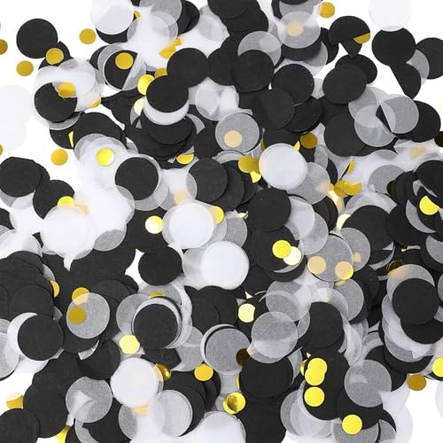 Yatrosynth 6000 Unidades Confeti Multicolor, 50 g, 2.5cm Multicolor Confeti de Papel Forma Redonda, para Decoración de Fiesta de Cumpleaños, Boda, GraduacióN - Negro